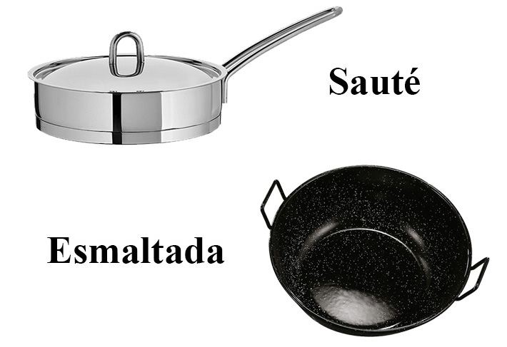 Sauté de acero inoxidable y sartén honda esmaltada